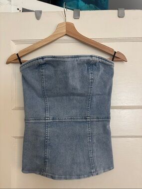 Denim Forum Light Blue Strapless Denim Top